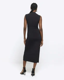 Black cowl tank midi dress
