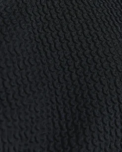 Black crinkle stitched bikini top
