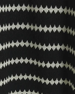 Black crochet stripe wide leg trousers