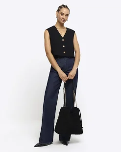 Black Cropped Waistcoat