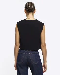 Black Cropped Waistcoat