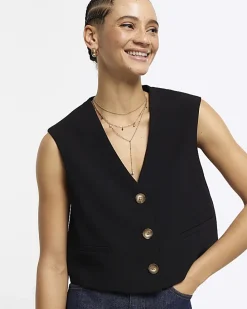 Black Cropped Waistcoat