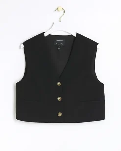 Black Cropped Waistcoat