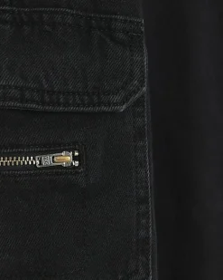 Black cuffed cargo jeans