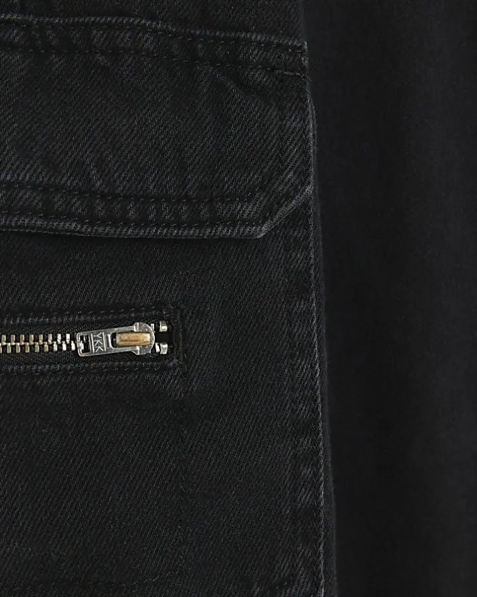 Black cuffed cargo jeans