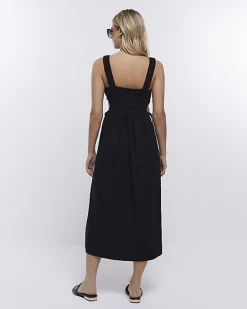 Black cut out detail beach maxi dress