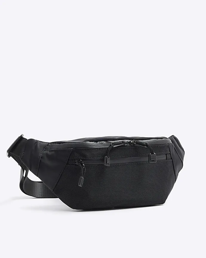 Black Double Zip Bum Bag