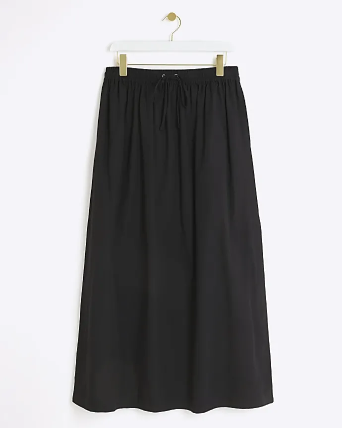 Black elasticated waist maxi skirt