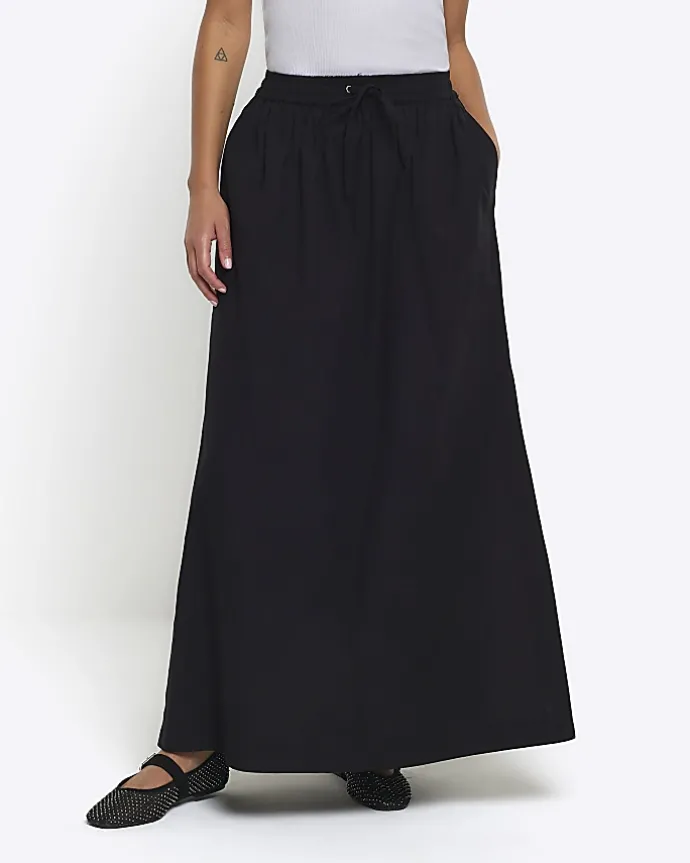 Black elasticated waist maxi skirt
