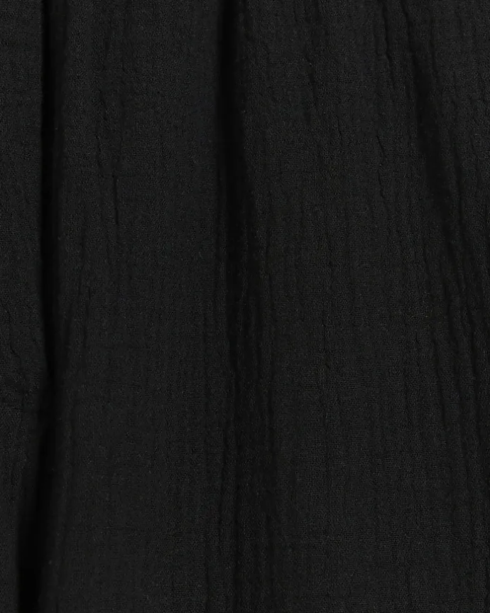 Black elasticated wide leg trousers