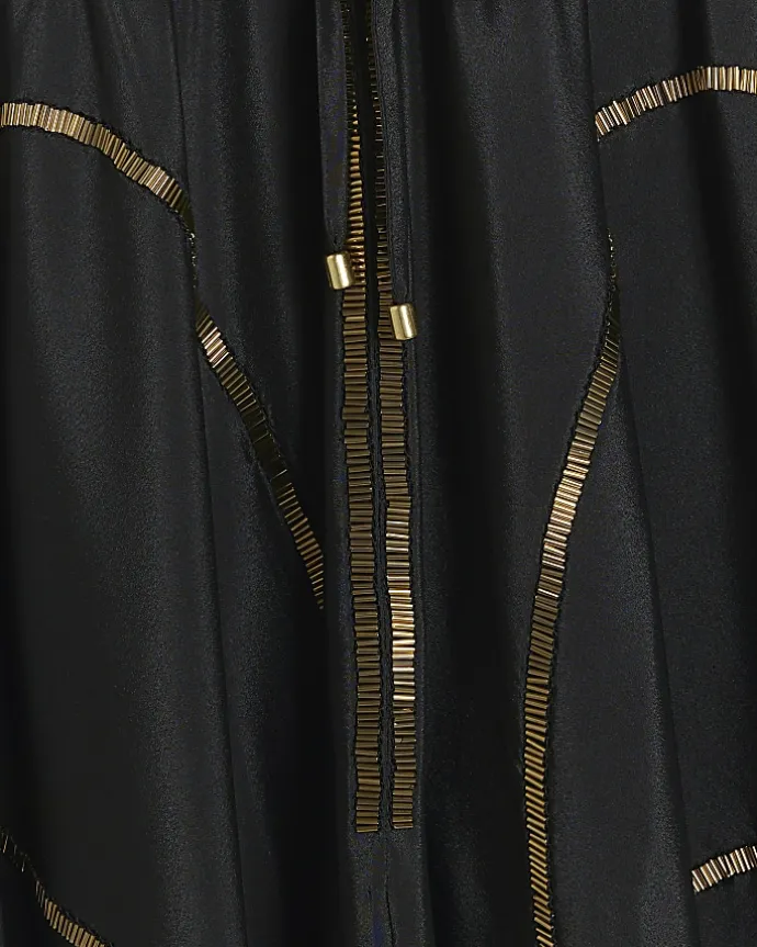 Black embellished plunge beach maxi dress