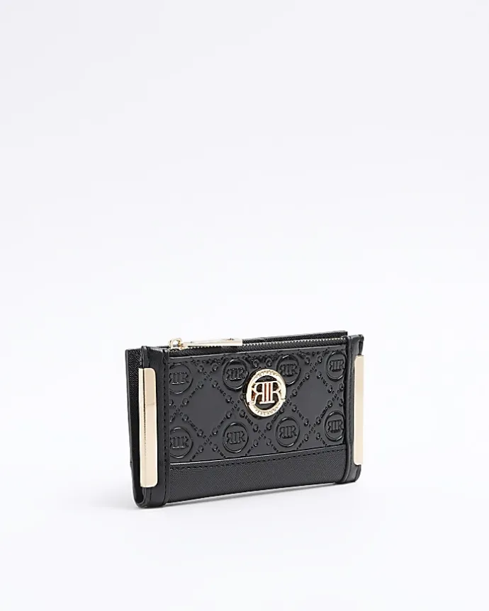 Black embossed monogram mini purse