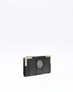 Black embossed RI monogram purse