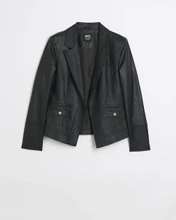 Black Faux Leather Blazer