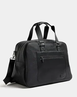 Black faux leather holdall