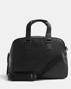Black faux leather holdall