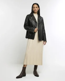 Black faux leather Oversized Biker Jacket