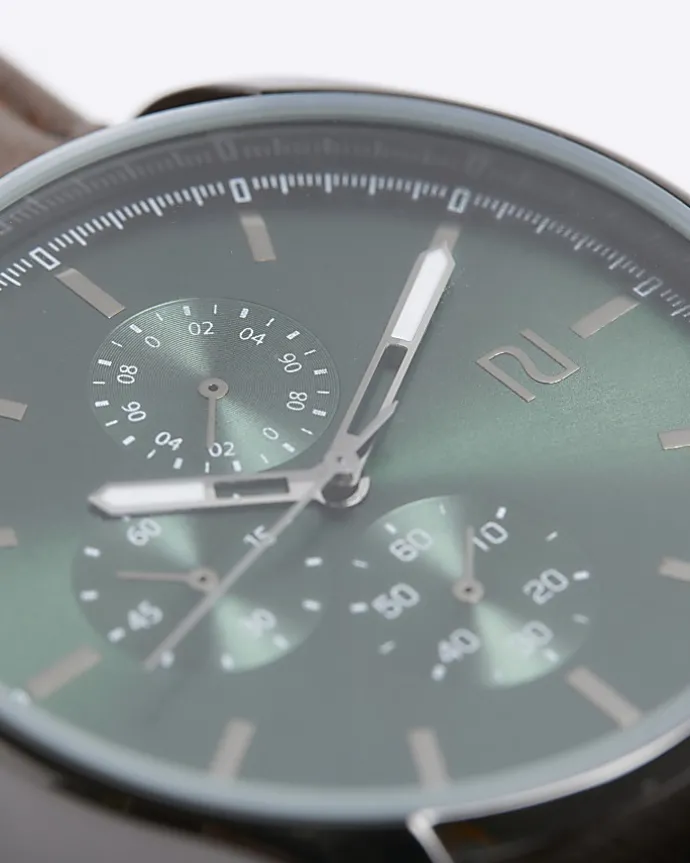 Black faux leather watch