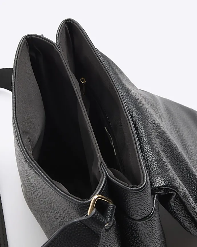 Black Flap Over Messenger Bag