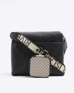 Black Flap Over Messenger Bag