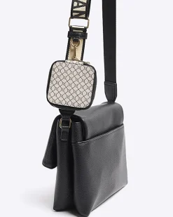 Black Flap Over Messenger Bag