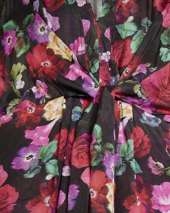 Black floral long sleeve midi dress