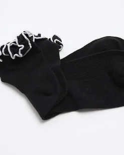Black frill ankle socks