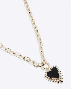 Black heart chain necklace