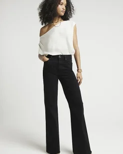 Black High Rise Wide Leg Jeans
