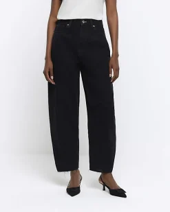 Black High Waisted Barrell Jeans