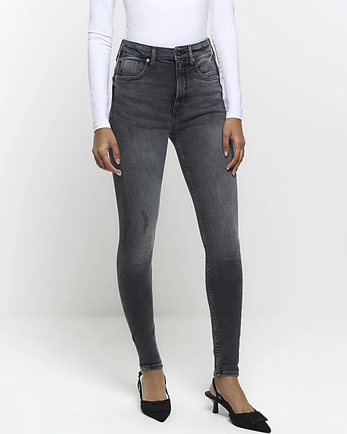 Black high waisted bum sculpt skinny jeans