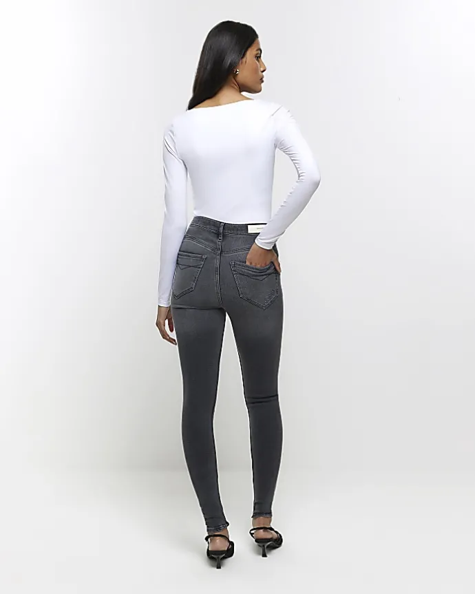 Black high waisted bum sculpt skinny jeans