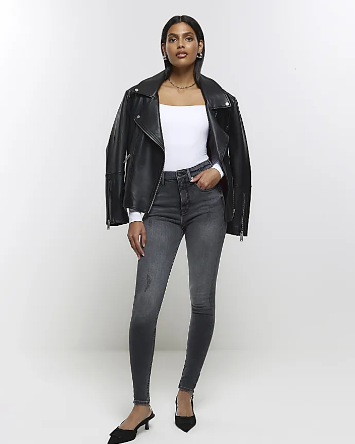 Black high waisted bum sculpt skinny jeans