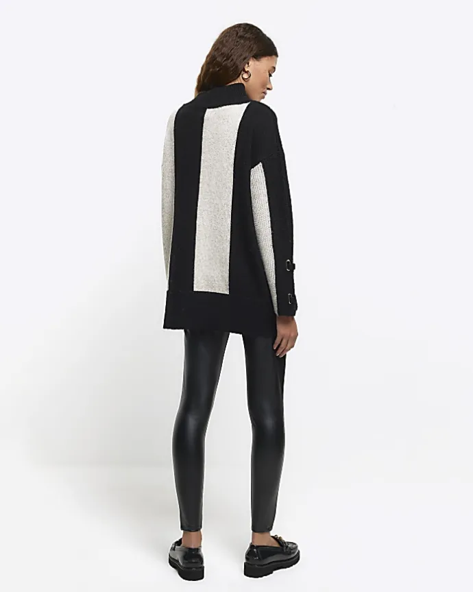 Black high waisted coated leggings