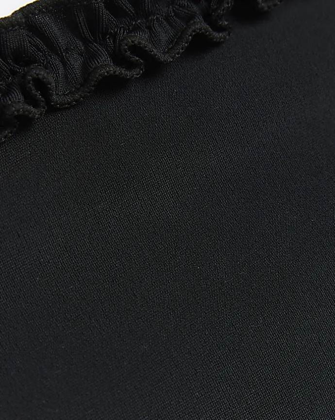 Black high waisted frill bikini bottoms