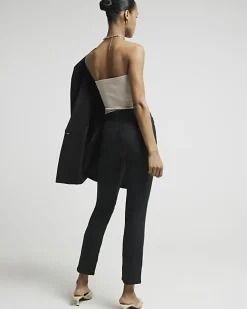 Black high waisted slim coated jeans
