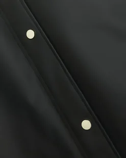 Black hooded rain coat