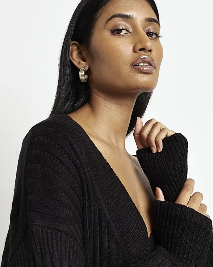 Black knit jumper midi dress
