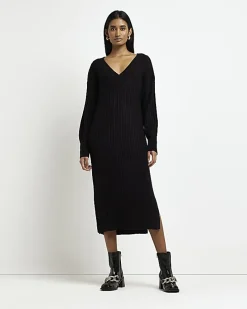 Black knit jumper midi dress