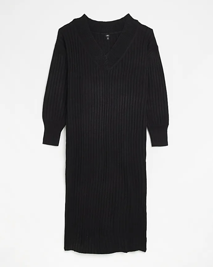 Black knit jumper midi dress