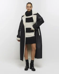 Black knit stripe jumper mini dress