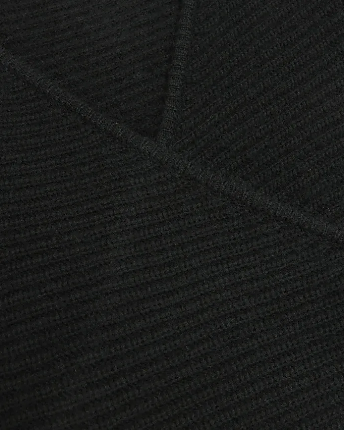 Black knit wrap jumper midi dress