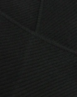 Black knit wrap jumper midi dress