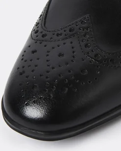 Black leather lace up brogue derby shoes