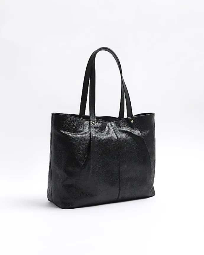 Black leather shopper bag
