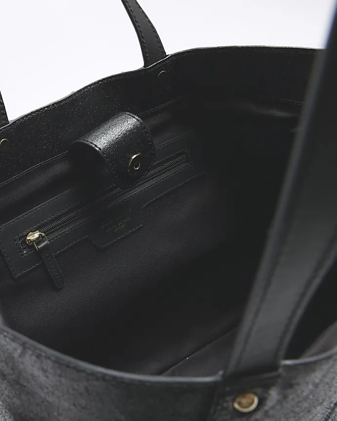 Black leather shopper bag