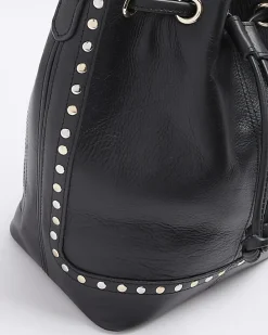 Black leather studded cross body bag