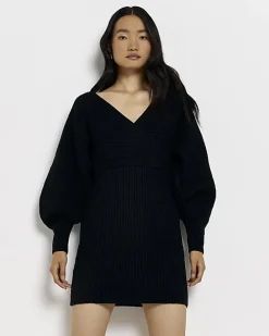 Black long sleeve jumper mini dress