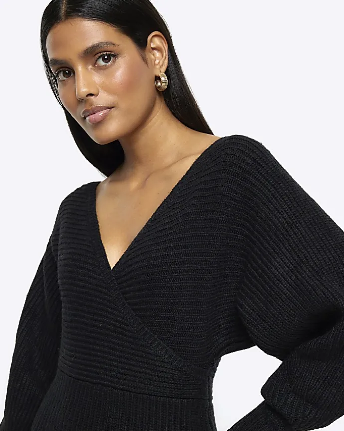 Black long sleeve jumper mini dress