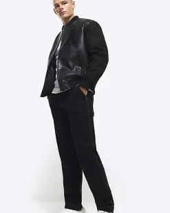 Black loose fit carpenter jeans
